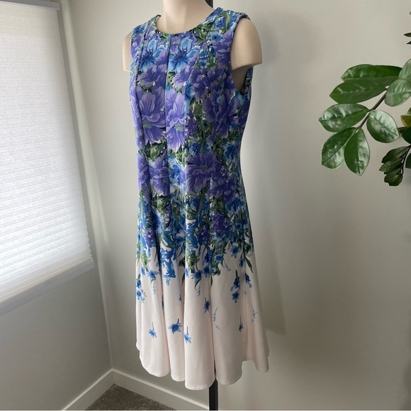 Laura Petites Floral Sleeveless Midi Dress Size 12P - Picture 7 of 9